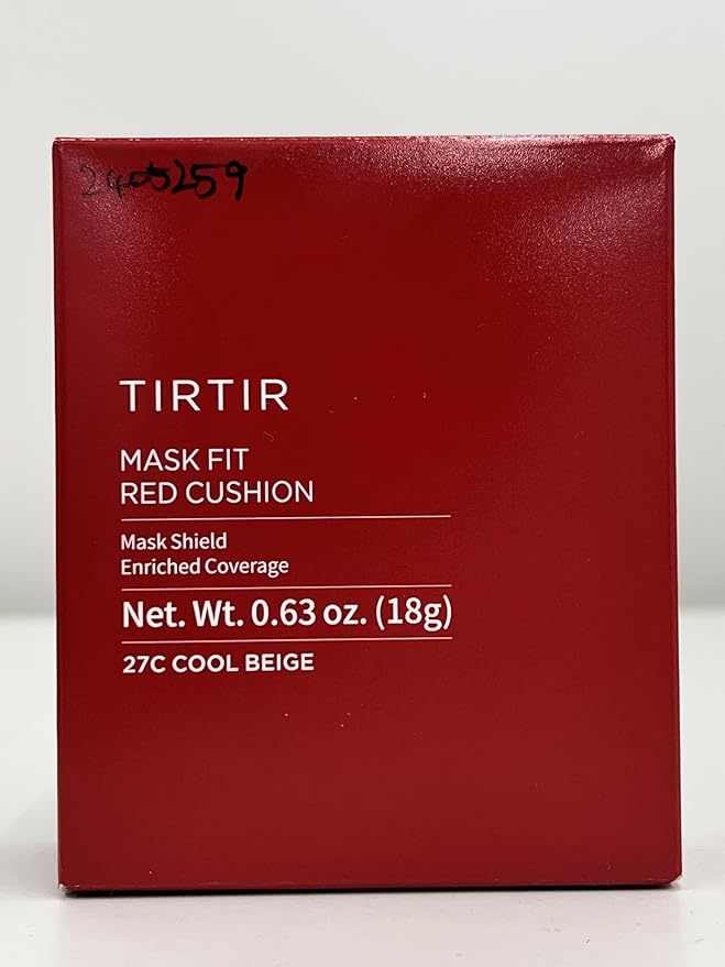 TIRTIR Mask Fit Red Cushion Foundation | Full coverage, Weightless, Skin fit, Satin Glow Finish, Korean Makeup, beauty, Tattoo cover up, Buildable (#27C Cool Beige, 0.63 Fl Oz)