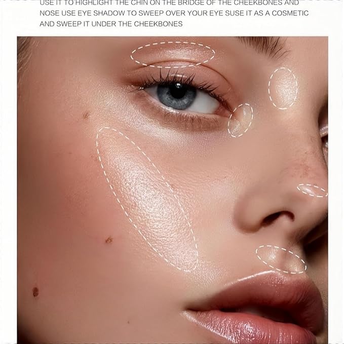 Shiny Face Highlighter Palette 6 Colors Shimmer Glow Finish Face Highlighter Powder Palette Long Lasting Sparkling Highlight Face Illuminator Makeup (Color 05)