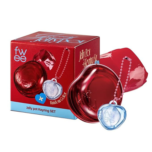 Glowy Jelly Pot + Keychain SET | Dewy Jelly Lip & Blush Color, Tinted Glow Jelly Balm, Dewy Buildable Finish β Squeezed (Vibrant Red) | 0.14 oz