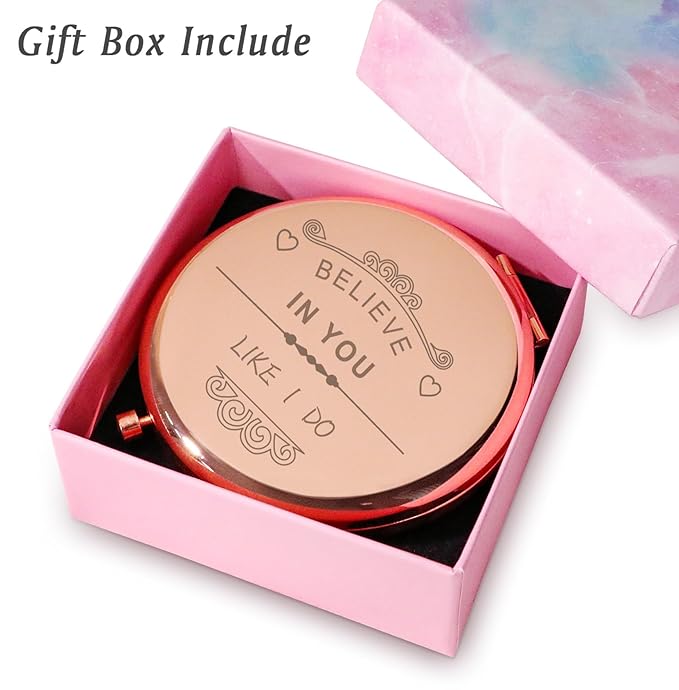 Personalized Gifts for Women Girls, Inspirational Compact Mirror, 2025 Graduation Gifts for Her, Mothers Day Birthday Gift for Mom Wife Sister Daughter Niece Granddaughter, Friendship Gifts for Friend