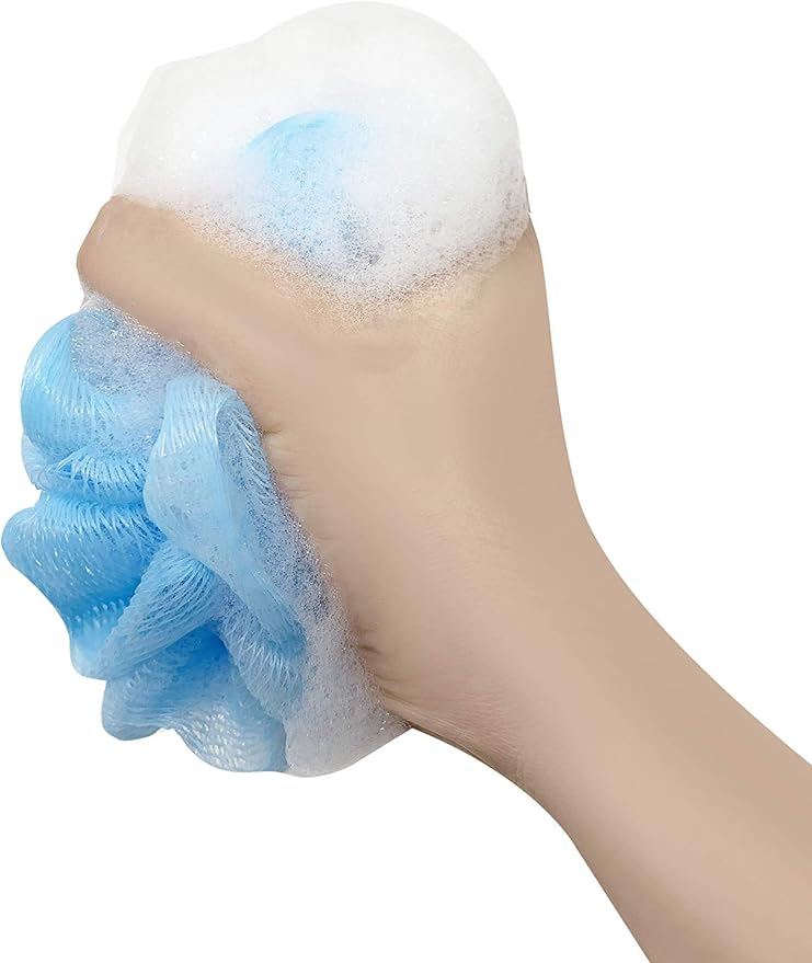 20 Blue and White Bath or Shower Sponge Loofahs Pouf Medium Mesh Wholesale Bulk LOT