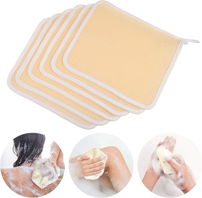 PHOGARY 6 Pack Exfoliating Wash Cloths for Body Scrub and Face Clean, Dual-Sided Wash Towels Bath Washcloths for Men Women Skin Massage Spa - Rough Exfoliating Side and Soft Terry Side
