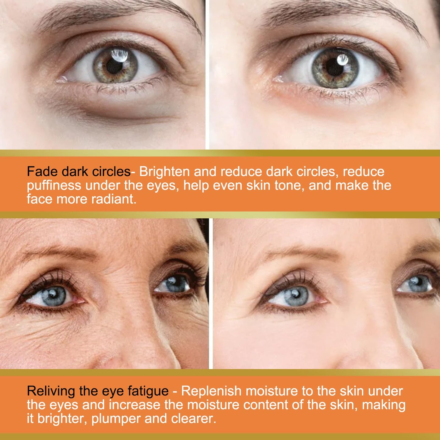F FENG PEI Revive Glow Vitamin C Eye Balm, Vc Anti-Wrinkle Eye Serum Oil, Hydrating Eye Cream,Improve Dark Circles, Reduces Puffiness - 2Pcs