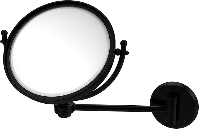Allied Brass WM-5G/3X-BKM 8 Inch Wall Mounted 3X Magnification Make-Up Mirror, Matte Black