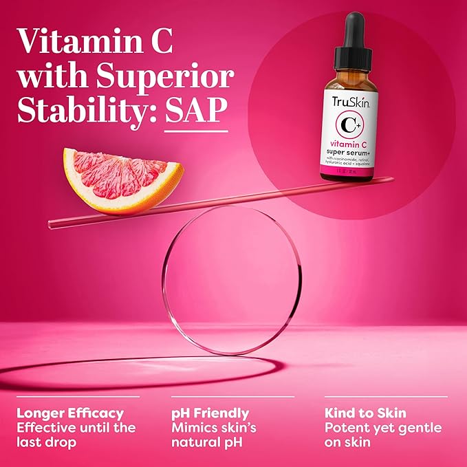 TruSkin Vitamin C Super Serum - Niacinamide, Retinol, Hyaluronic & Salicylic Acid - All-in-One Anti Aging Serum for Face β Improve Appearance of Dark Spots, Firmness for Brighter Looking Skin, 1 Fl Oz