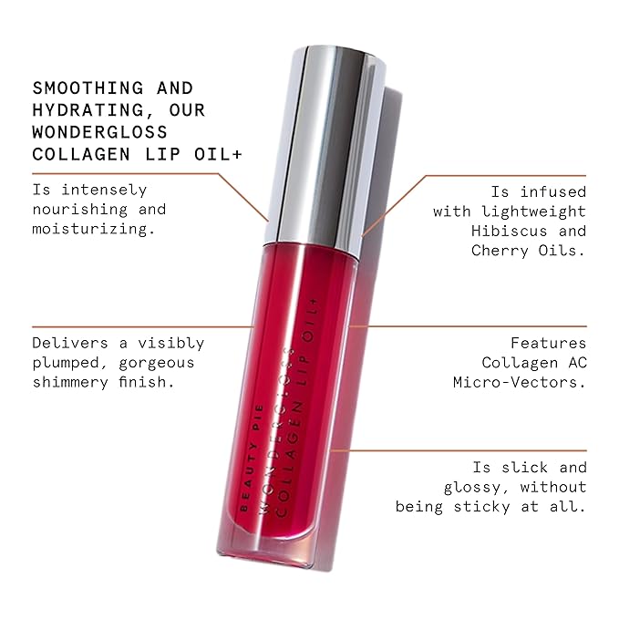 Beauty Pie Wondergloss Collagen Lip Oil + (Cherryo) β Hydrating, Plumping, Non-Sticky Gloss with Collagen AC Micro-Vectors & Cherry Oils