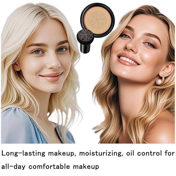 Mushroom Head Air Cushion CC Cream Foundation, BB Cream Concealer Lasting Makeup Foundation, Waterproof Oil Control Long-Lasting Nude Makeup, Even Skin Tone Primer