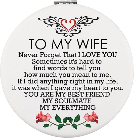 LQRI to My Wife Makeup Mirror I Love You Wife Gift Valentine Day Anniversary Compact Makeup Mirror Wife Thank You Gift