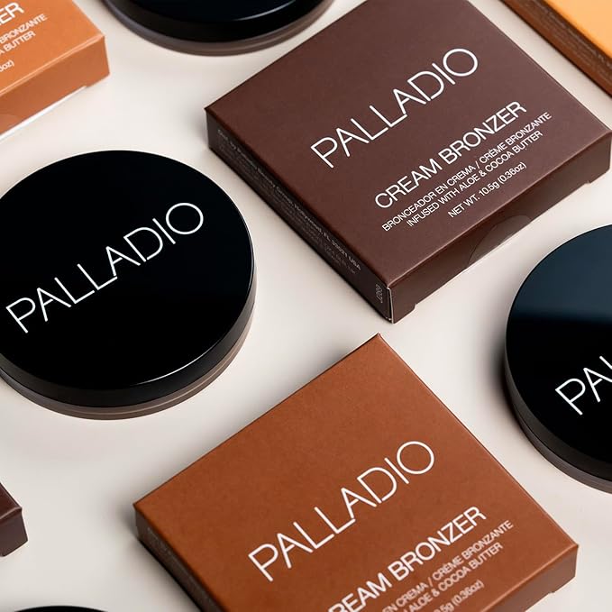 Palladio Cream Bronzer for Face & Skin, Creates a Sun Kissed Glow, Infused with Aloe & Cocoa Butter, Buildable Coverage, Vegan Formula, Cruelty Free, Suitable for All Skin Types, (Cinnamon Spice)