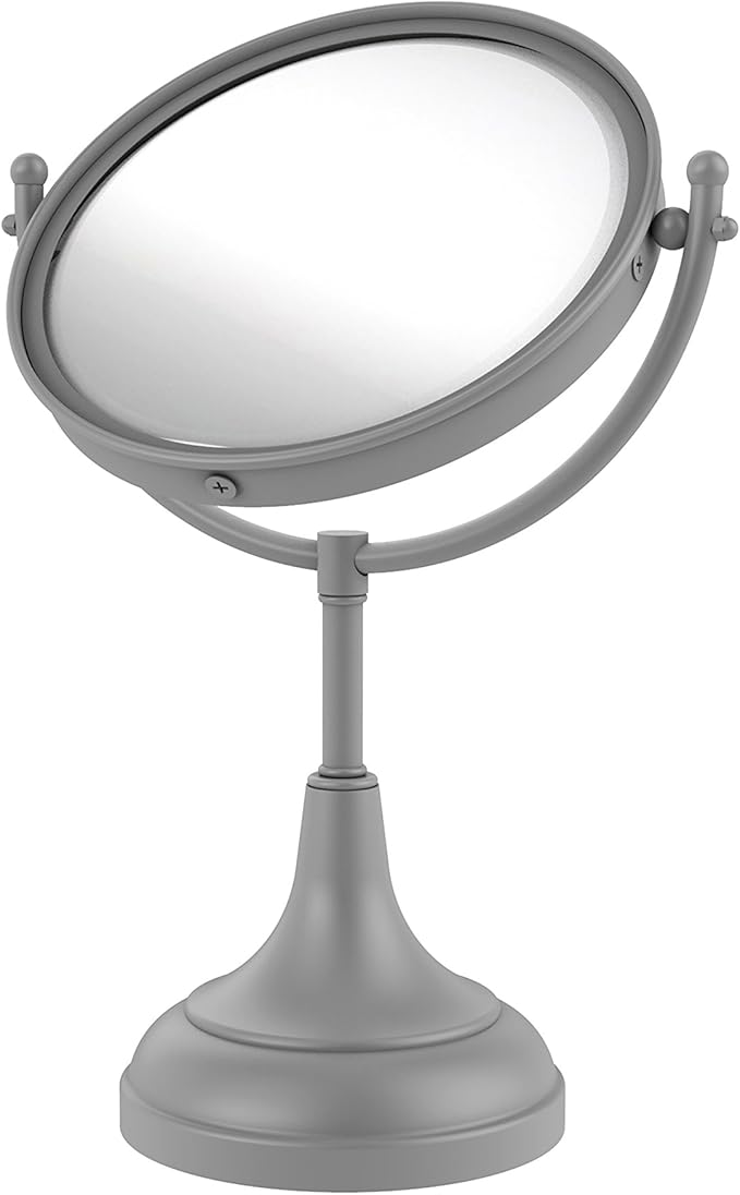 Allied Brass DM-2/3X 8 Inch Vanity Top 3X Magnification Make-Up Mirror, Matte Gray