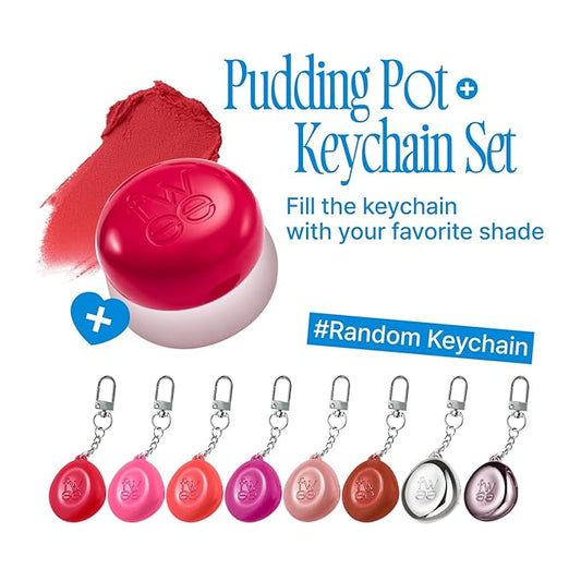 Blurry Pudding Pot + Keychain SET | Airbrushed Blush & Lip, Buildable Pigment, Long-lasting, Lightweight, Easy to Blend, Natural Soft Matte Finish Makeup β Wavy (Muted Pink) | 0.17 oz