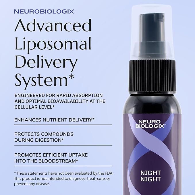 Night Night Liposomal Spray β Non-Habit-Forming Sleep Supplement with Melatonin & GABA - Fast-Absorbing Sleep Spray to Promote Rest, Relaxation & Positive Mood - Allergen-Free & Vegan