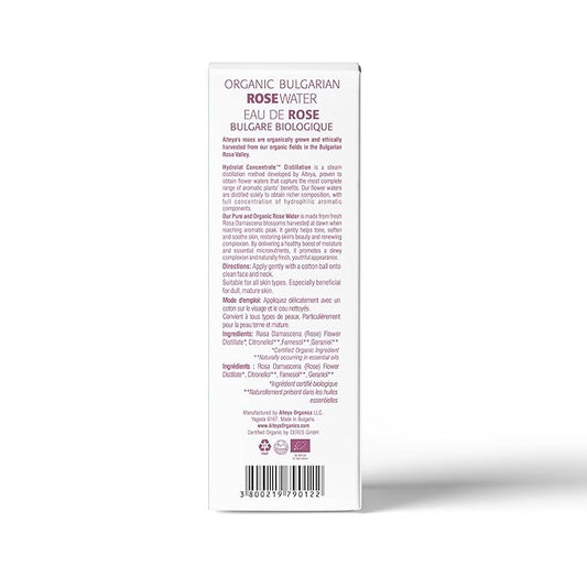 Alteya Organics Rose Water USDA Certified Organic Facial Toner, 17 Fl Oz/500mL Pure Bulgarian Rosa Damascena Flower Water, Award-Winning Moisturizer BPA-Free Bottle with Reducer