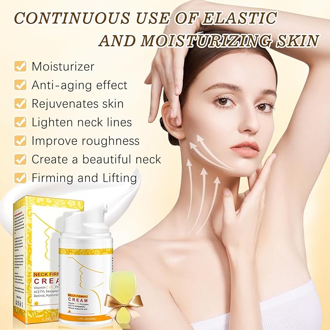 Retinol Guasha Neck Firming Cream, Collagen & Hyaluronic Acid Neck Cream- Anti-Aging Moisturizer Cream for Tightening for Women & Men on Neck & Décolleté Lifting, Wrinkle & Hydrating 1.7 FL OZ