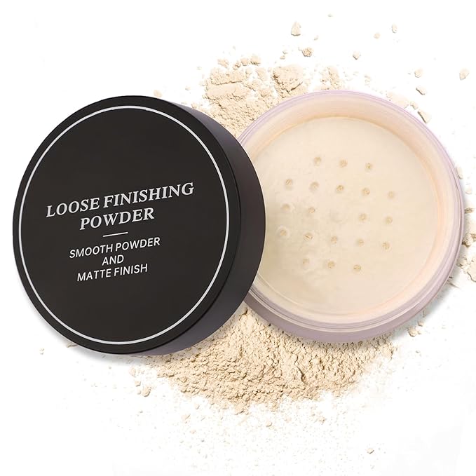 Erinde Blurring Setting Powder, Loose Face Powder with Finishing Powder Puff, Matte Finish, Lightweight, Long-Lasting, Soft Focus Natural Face Makeup for Uneven Skin Tone, Natural
