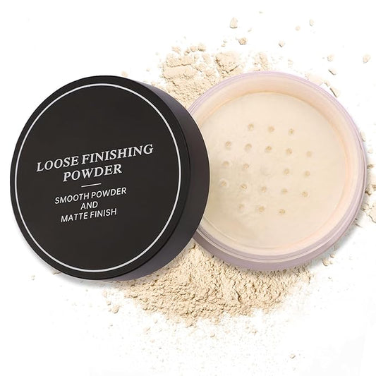 Erinde Blurring Setting Powder, Loose Face Powder with Finishing Powder Puff, Matte Finish, Lightweight, Long-Lasting, Soft Focus Natural Face Makeup for Uneven Skin Tone, Natural