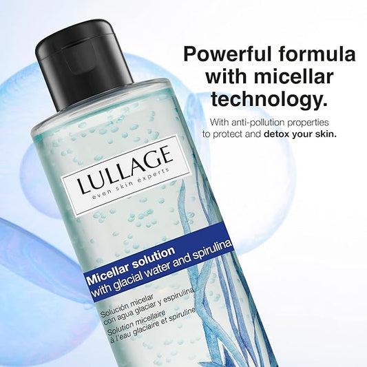 LULLAGE Micellar Water Makeup Remover β Cleanser with Niacinamide, Spirulina & Glacier Water Solution for All Skin Types | Removes Waterproof Makeup | 6.8 Fl Oz