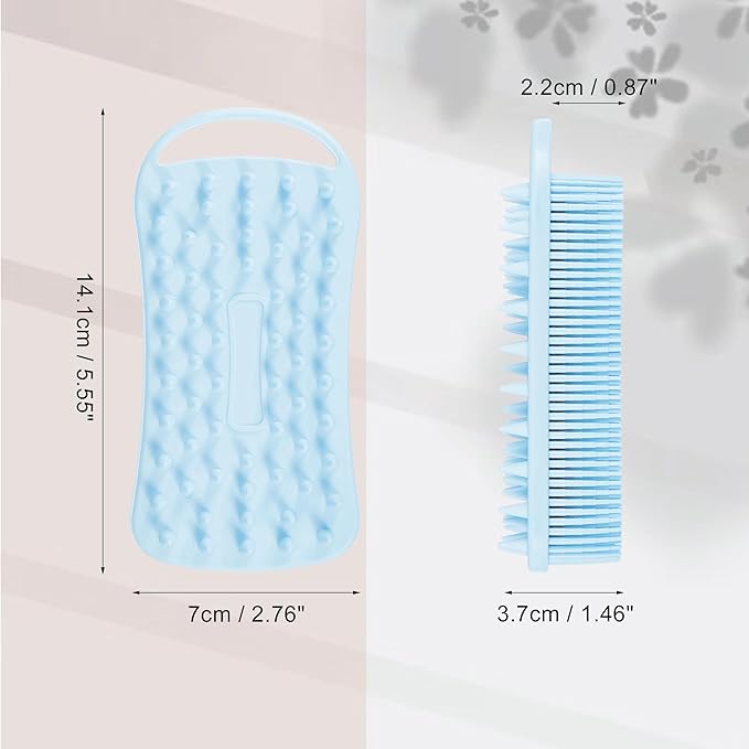 VOCOSTE Silicone Body Scrubber, 2 in 1 Body Brush Hair Scalp Massager, Soft Body Scrubbers for Use in Shower, Lathers Well Exfoliating Body Scrubber for All Skin Types, Blue