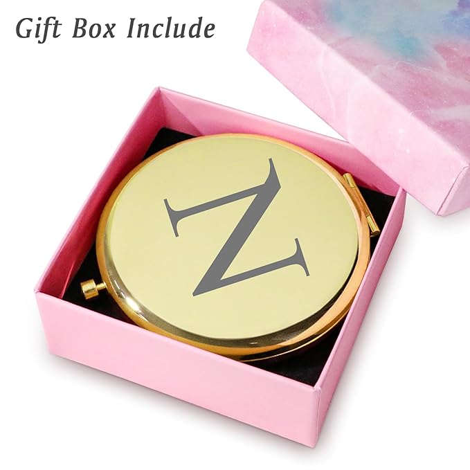 Personalized Gifts for Women Girls, Initial Compact Mirror, Unique Mothers Day Birthday Gifts for Friends Mom Wife Grandma Sister Daughter, 2025 Graduation Gifts for Her College Medical High School