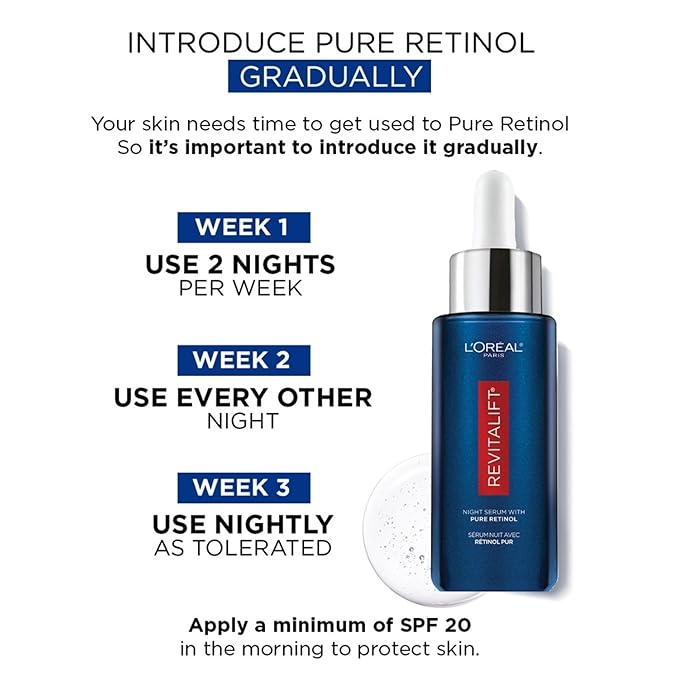 'L'Oreal Paris Revitalift Triple Power LZR Retinol Night Serum For Face, With 0.3% Pure Retinol, Moisturizes Skin and Eliminates Deep Wrinkles, For All Skin Types, 30ml