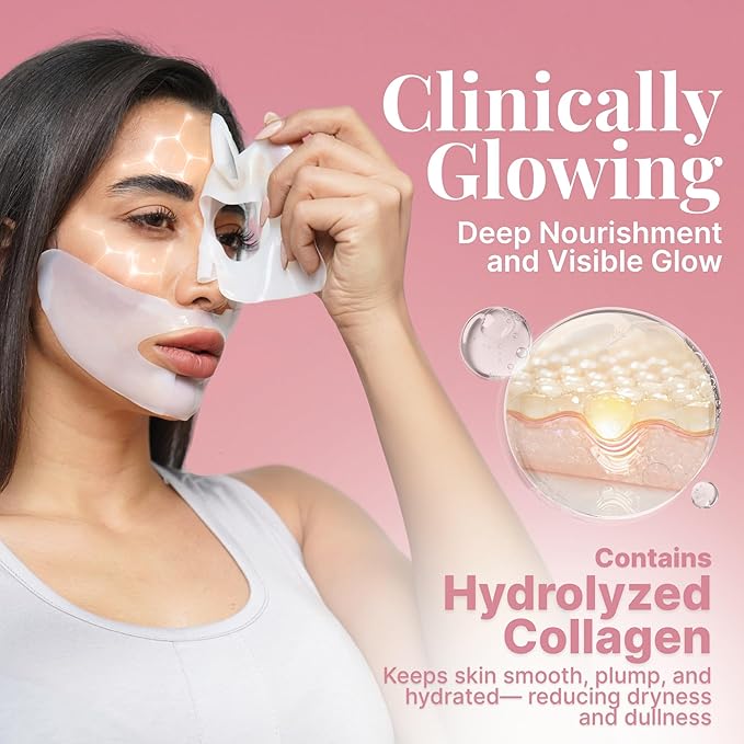 Bio Collagen Face Mask Overnight, 6 Pack β Hydrogel Korean Face Masks, Hydrating Collagen Mask for All Skin Types, Anti-Aging Face Masks Skincare, Deep Moisturizing, Improves Elasticity & Radiance