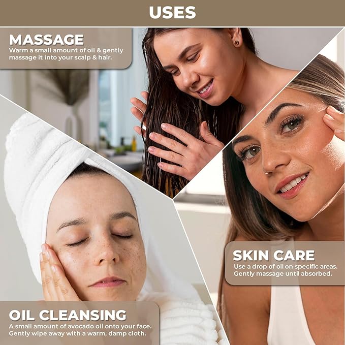 The Organic Forest 100% Pure & Natural Avocado Oil for Face Hair Skin and Nails, Collagen Boost, Anti Aging, 1 Fl Oz