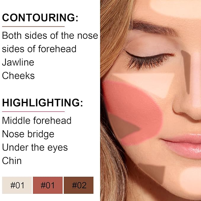 6 Colors Cream Contour Stick Makeup Kit,Shades and Highlighter,Blush and Bronzer Contour Stick for Sculpt the Cheeks,Long Lasting,Waterproof,Matte & Dewy Finish for Woman (SET C)