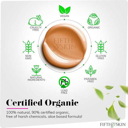 Fifth & Skin: Betterβn Ur Skin Liquid Foundation (SANDY BEIGE) - Natural, Organic, Vegan, Cruelty-Free - Gluten-Free Beauty with Buildable Coverage and Palm-Free Luxury - 1 oz