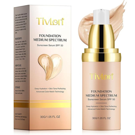 Foundation Color Changing - Foundation 4 in 1 Medium/Light Spectrum With SPF 50 | All-Day Makeup Hold & Makeup Nude & Sweatproof | Hydrating Foundations Full Coverage Suitable For Dry&Oily Skin Types