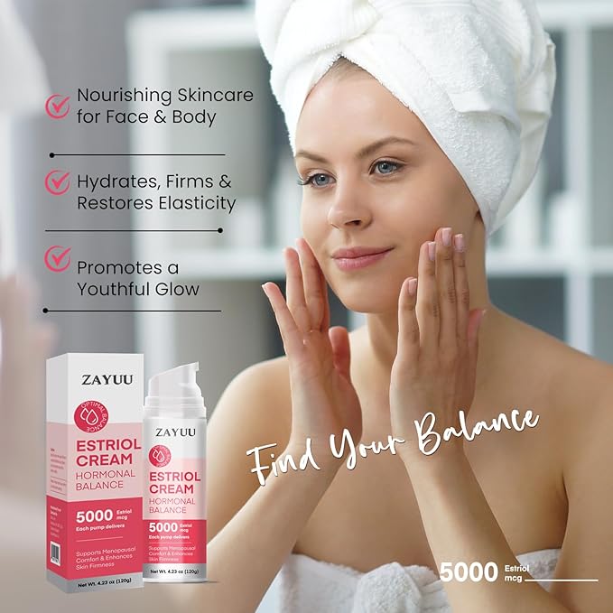 Estriol Face Cream for Women: Hydrating Moisturizer with Wild Yam, Red Clover & Soy Isoflavones – Botanical Skincare for Daily Comfort, Balance & Skin Wellness – 4.23 oz (3-Month Supply)