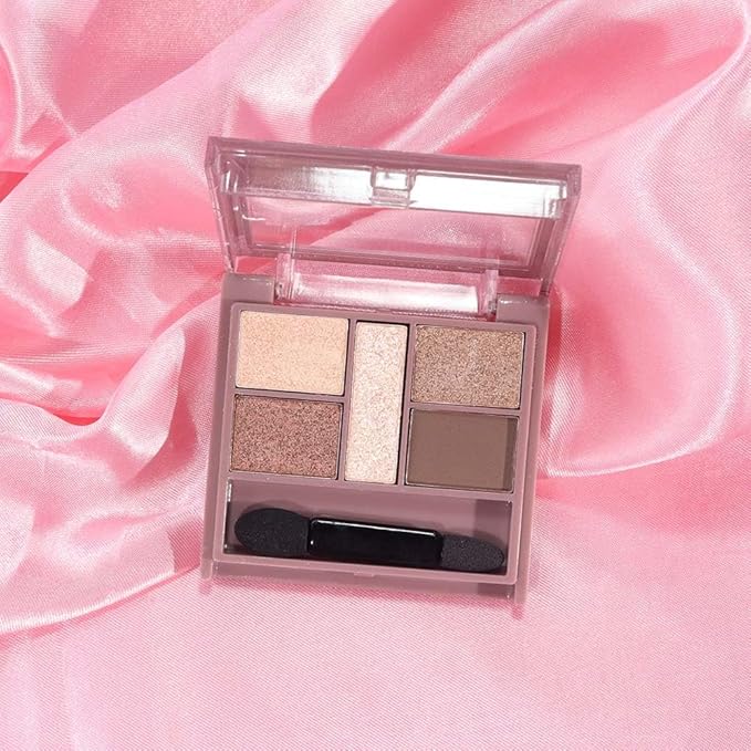 5 Colors Champagne Gold Shimmer Eyeshadow Palette for Eye Makeup,High Pigmented Metallic Eye Shadow Powder Palet de sombras de ojos