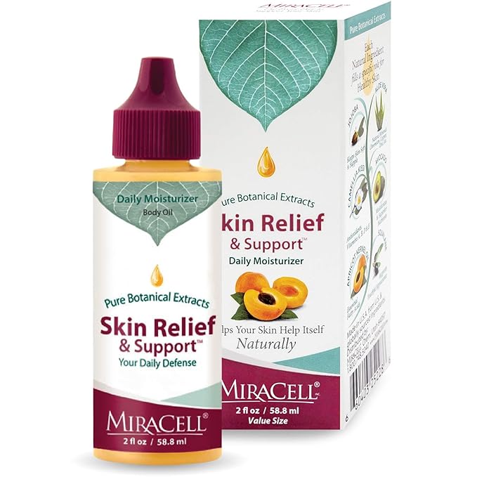 Miracell Skin Relief & Support Oil β Natural Face & Body Moisturizer with Apricot, Jojoba, and Vitamin E β Fast-Absorbing Hydration for Dry, Sensitive, or Rough Skin β 2 oz