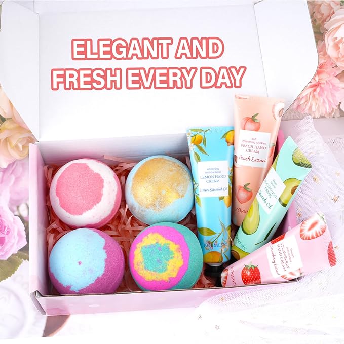 Gifts for Women, Bath Sets for Women Gift, Teacher Appreciation Gifts, Nurse Gifts, Bath Bombs and Hand Lotion Set, Bridesmaid Birthday Gifts, Self Care Gifts for Corworkers