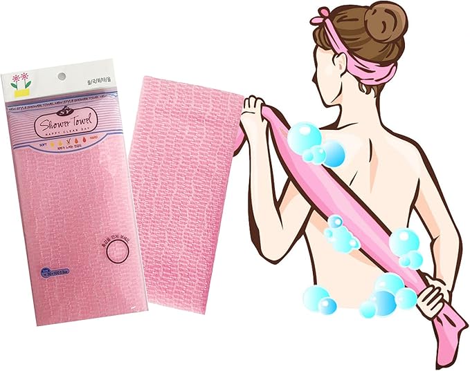 Premium Exfoliating Washcloth Towel 2 Color-Mint Pink) Korean Loofah Bath Sponge Long Back Scrubber African Bath Sponge African Long Net for Shower/It Becomes Softer as You use.by NOPIGO