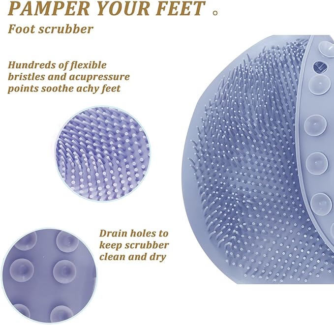 YVPSI Shower Foot & Back Scrubber, Wall Mounted Massage Pad, Silicone Bath Massage Cushion Brush with Suction Cups for Body Scrubber Improve Foot Circulation & Soothes Tired Feet (Blue)