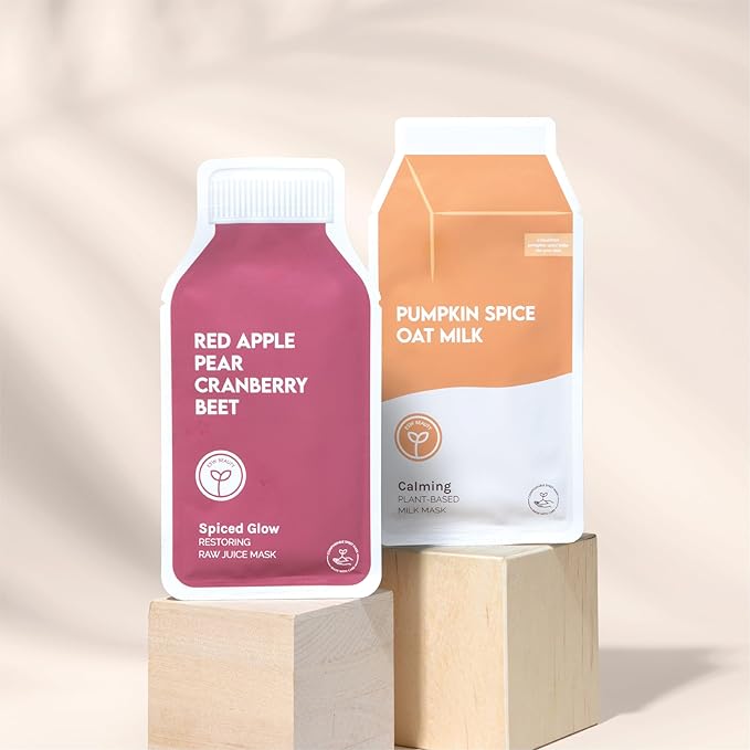 ESW Beauty Pumpkin Spice Oat Milk β Calming Plant-Based Milk Face Mask (6-Pack) β Pumpkin Extract for Dry, Sensitive Skin β Soothes, Reduces Oil & Fights Breakouts
