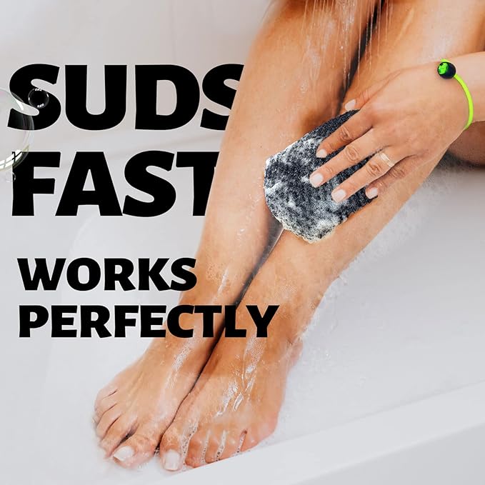 MIG4U Exfoliating Soap Bag for Shower 2 Pieces - Bar Soap Saver Pouch, Bamboo Body Scrubber Exfoliator Pocket in Travel Bathing, Black