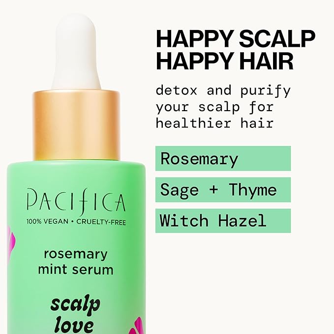 Pacifica Scalp Care Set β Rosemary Mint Daily Scalp Refresher, Detoxifying Serum & Clarifying Scalp Massager for Healthy, Hydrated Scalp, Vegan & Cruelty-Free