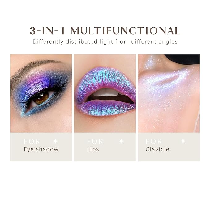8 Colors Face Highlighter Makeup Palette Diamond Glitter iluminadores de maquillaje, Intense-Color Chameleon Eyeshadow Rainbow Shimmer Highlighter Metallic Contour Bronzer Palette