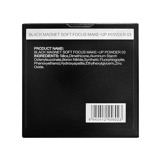 Black Magnet Soft Focus Make Up Powder, Waterproof Loose Setting Powder, 24H Longlasting, Oil Control, Talc-Free Face Powder, 03 Translucent For Sensitive Skin, 0.28Oz