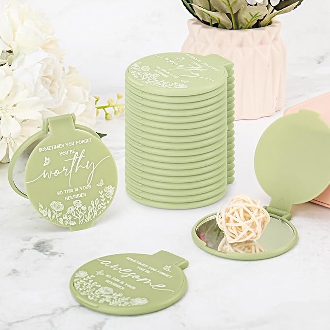 100 Pcs Inspirational Compact Mirror Bulk Small Pocket Mirror Purse Round Portable Folding Makeup Mirror Mini Compact Mirror Gifts for Women Coworker Employee Teacher
