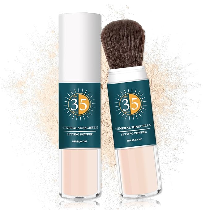 Sunscreen Setting Powder Mineral Sunscreen Powder SPF 35 PA+++ Soft Focus Matte Long Lasting Concealer Brighten Oil Control Powder Makeup For Natural Flawless Face #01 Translucent
