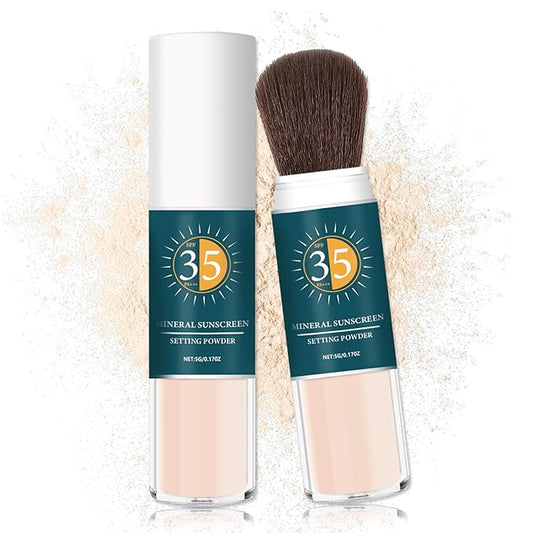 Sunscreen Setting Powder Mineral Sunscreen Powder SPF 35 PA+++ Soft Focus Matte Long Lasting Concealer Brighten Oil Control Powder Makeup For Natural Flawless Face #01 Translucent
