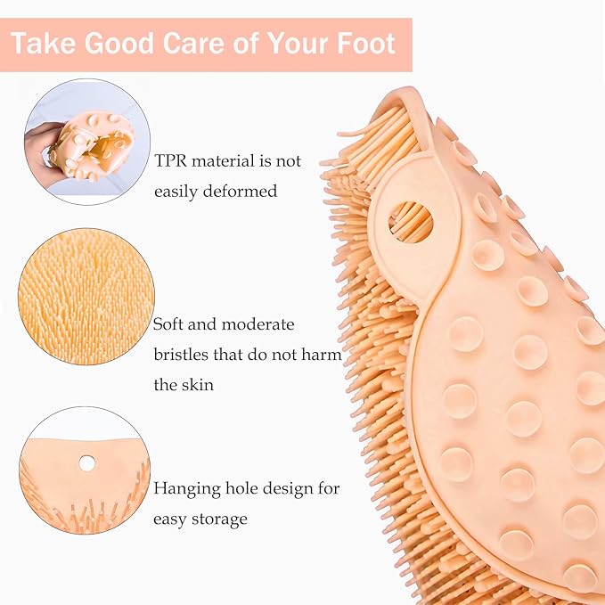 Shower Foot and Back Scrubber Mat,Wall Mounted Shower Foot Scrubber with Suction Cups,Exfoliating Silicone Massage Foot Cleaner for Shower(Yellow)