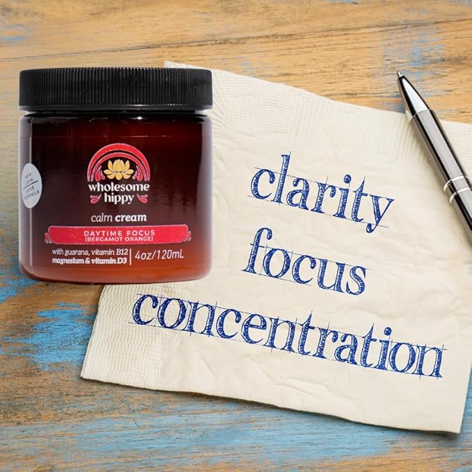 Daytime Focus Calm Cream – Energizing Body Butter with Magnesium, Vitamin B12, Guarana & Bergamot Orange – Moisturizing Wellness Cream for Daily Clarity – 4oz0
