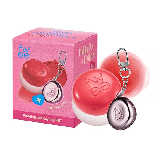 Blurry Pudding Pot + Keychain SET | Airbrushed Blush & Lip, Buildable Pigment, Long-lasting, Lightweight, Easy to Blend, Natural Soft Matte Finish Makeup β Girls (Coral Red) | 0.17 oz