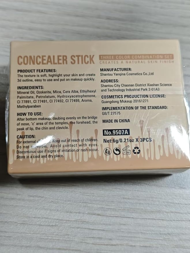 3Pcs Cream Contour Sticks Kit, Highlighter Stick Blush Stick Cream Contour Kit Makeup Set with Brush,Face Brightens & Shades Contour Stick Waterproof for Women Girls(9507-03-06-11, B)