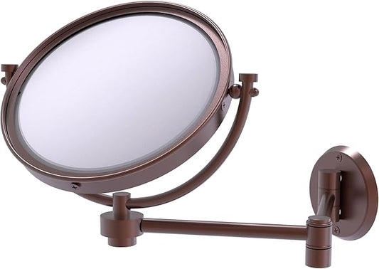 Allied Brass WM-6/4X 8 Inch Wall Mounted Extending 4X Magnification Make-Up Mirror, Matte Gray