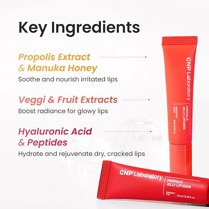 CNP Propolis Jelly Tinted Lipcerin - Pink Donut, Hydrating Lip Gloss with Manuka Honey & Hyaluronic Acid, Gifts for Women, Korean Skin Care, 0.3 fl.oz.