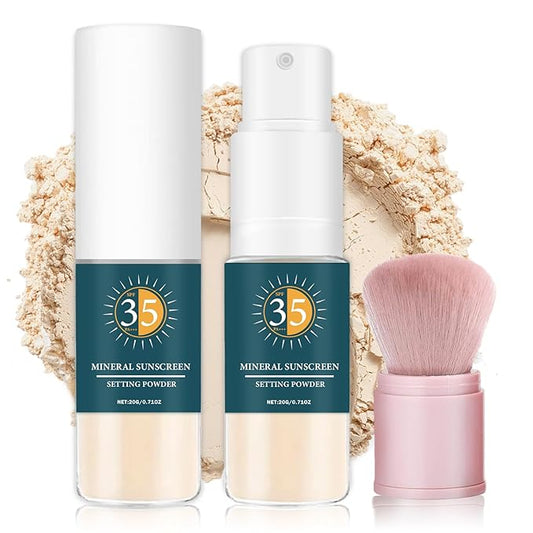 Mineral Sunscreen Powder for Face Spf Powder Sunscreen Setting Powder,Multi-purpose Scalp Sunscreen Powder,Oil Control Long Lasting Mineral Powder Sunscreen for Scalp & Hair, 01 Transparent